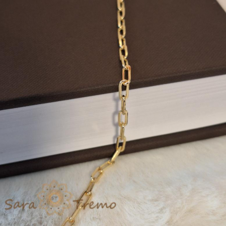 Lant gros masiv placat cu aur 18K, model cu zale dreptunghiulare, 55/60 cm [3]