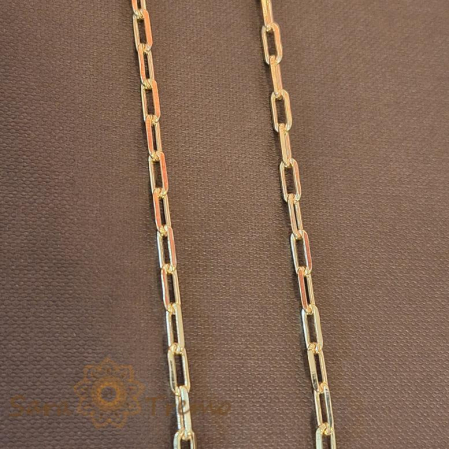 Lant gros masiv placat cu aur 18K, model cu zale dreptunghiulare, 55/60 cm [0]