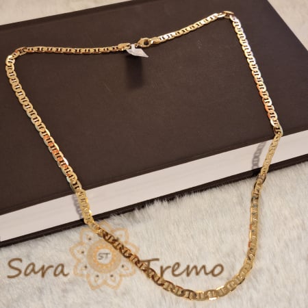 Lanturi - Lanț gros unisex placat cu aur 18K, model elegant cu zale - 55/60 cm