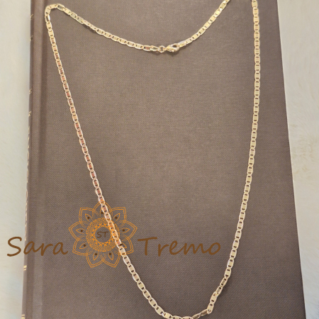 Lănțișor unisex placat cu aur – model cu plăcuțe fine texturate, 55 cm [1]