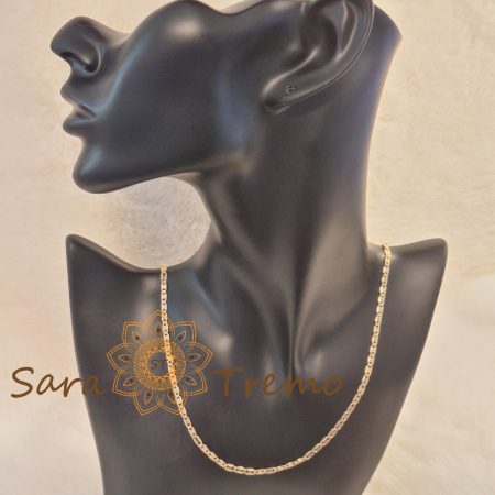 Lănțișor unisex placat cu aur – model cu plăcuțe fine texturate, 55 cm [4]