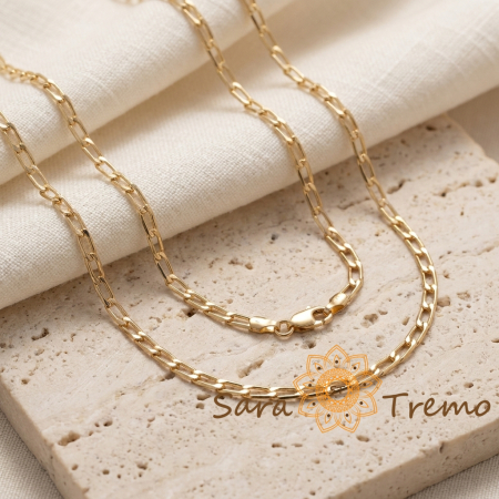 Lănțișor Valencia – lanț unisex tip paperclip, placaj triplu cu aur 18K, Brazilia, 60 cm [1]