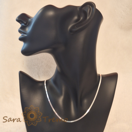 Lanț unisex din argint 925 - Model simplu tip bandă plata, lungime 44 cm [2]