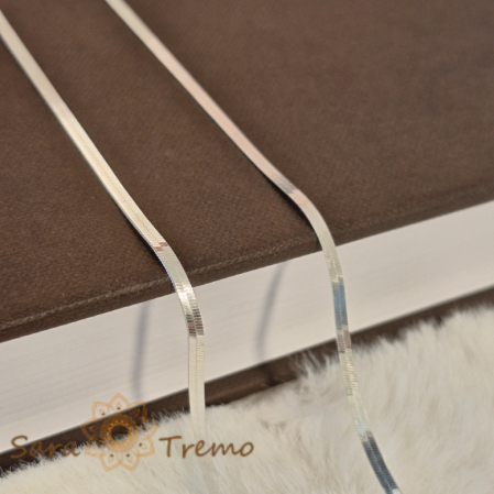 Lanț unisex din argint 925 - Model simplu tip bandă plata, lungime 44 cm [0]