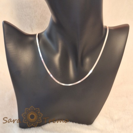Lanț unisex din argint 925 - Model simplu tip bandă plata, lungime 44 cm [3]