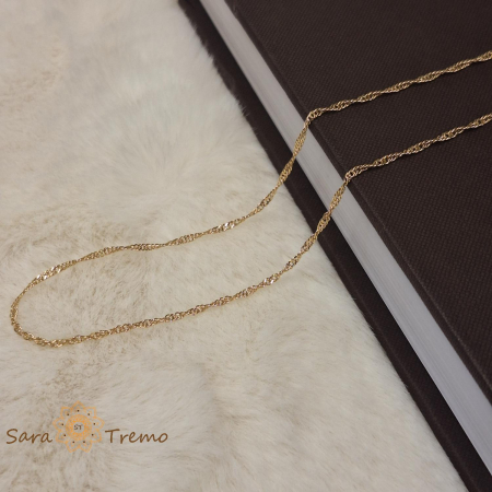 Lantisor unisex impletit placat 14k - lungime 45 cm grosime 2 mm [2]