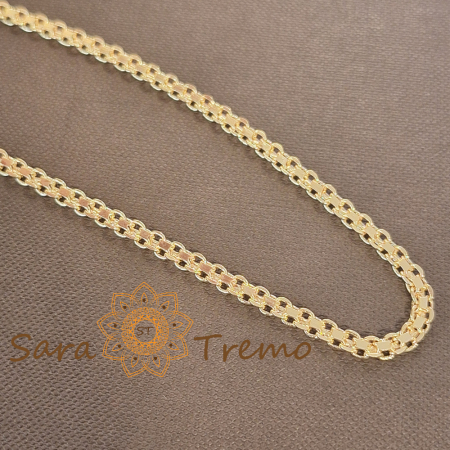 Lănțișor unisex placat cu aur – model șarpe împletit pe mijloc, 50 cm [0]