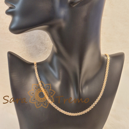 Lănțișor unisex placat cu aur – model șarpe împletit pe mijloc, 50 cm [4]