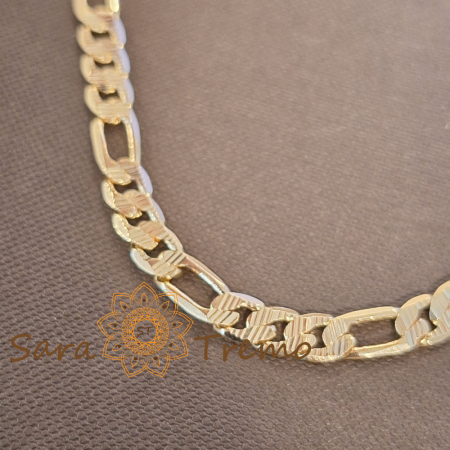 Lanț gros unisex placat cu aur – model 3 cu 1 texturat, 55 cm [0]