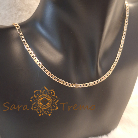 Lănțișor unisex placat cu aur – model modern 3 cu 1 cu plăcuțe, 45 cm [5]