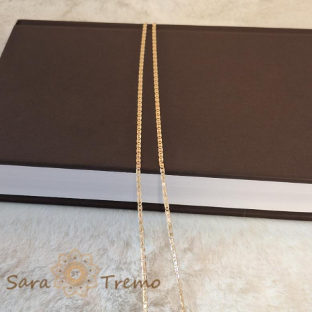 Lănțișor clasic cu plăcuțe gravate, unisex, placat cu aur, 55 cm [4]