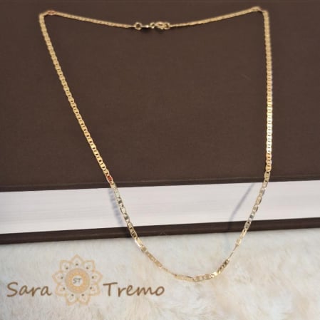 Coliere si lantisoare - Lănțișor clasic unisex placat cu aur, model plăcuțe, 50 cm