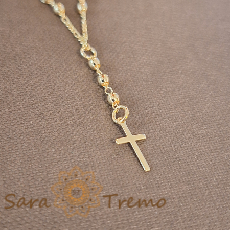 Lănțișor colier cu cruciuliță, 50 cm, placat cu aur [1]