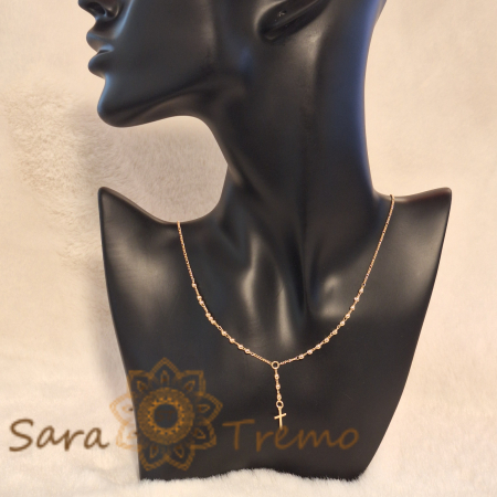 Lănțișor colier cu cruciuliță, 50 cm, placat cu aur [4]