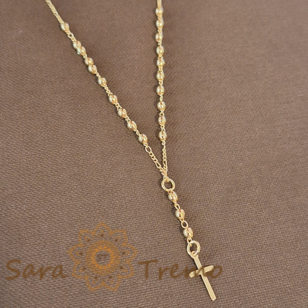 Lănțișor colier cu cruciuliță, 50 cm, placat cu aur [2]