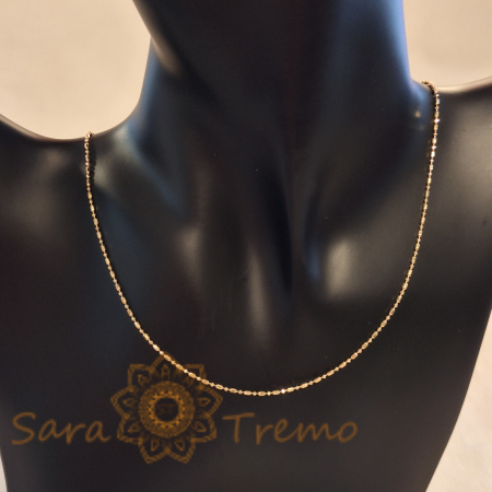 Lănțișor Malta fin unisex placat cu aur 18K, model butoiașe 1 cu 1 - 45/50 cm [5]