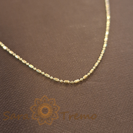 Lănțișor Malta fin unisex placat cu aur 18K, model butoiașe 1 cu 1 - 45/50 cm [1]