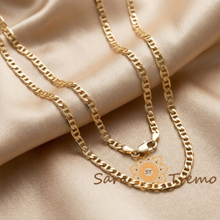 Coliere si lantisoare - Lănțișor Mateo – lanț unisex cu zale marine, placaj triplu cu aur 18K, Brazilia, 60 cm