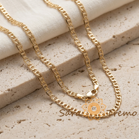 Lănțișor Mateo – lanț unisex cu zale marine, placaj triplu cu aur 18K, Brazilia, 60 cm [1]