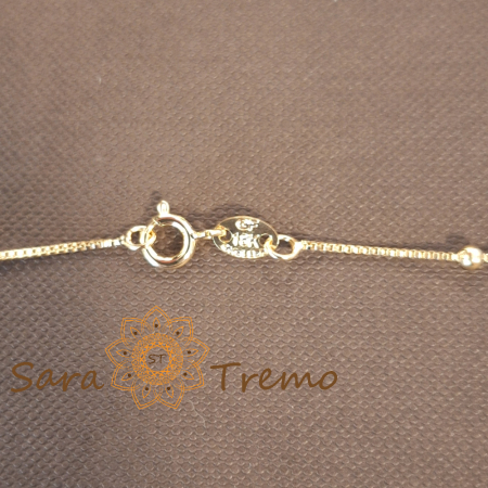 Lănțișor fin placat cu aur pentru femei – cu perle aurii, 50 cm [3]