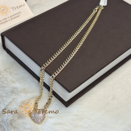 Colier aur 14K placat cu inima stralucitoare 50 cm [2]