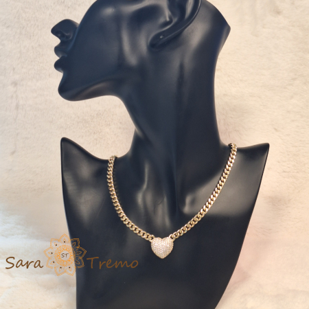 Colier aur 14K placat cu inima stralucitoare 50 cm [1]