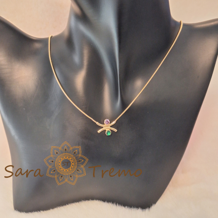 Colier Armonia – placat aur 18K cu zirconia ametist si smarald, Brazilia, stanta [2]