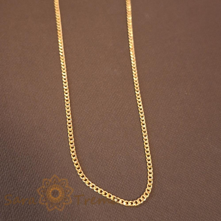 Lantisor unisex cu zale plate model continuu placat cu aur - 50 cm [0]