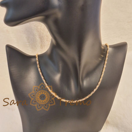 Lănțișor unisex placat cu aur – tip șarpe rotund, textură piele de șarpe, 45 cm [4]