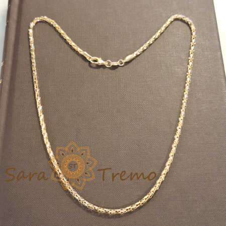 Lănțișor unisex placat cu aur – tip șarpe rotund, textură piele de șarpe, 45 cm [1]