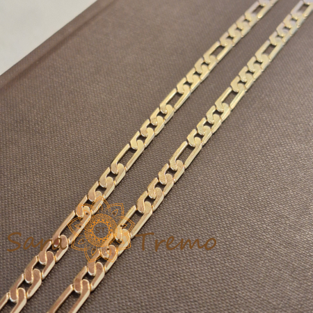 Lanț unisex placat cu aur – model lat 3 cu 1, modern, 55/60 cm [2]