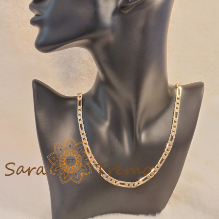 Lanț unisex placat cu aur – model lat 3 cu 1, modern, 55/60 cm [4]