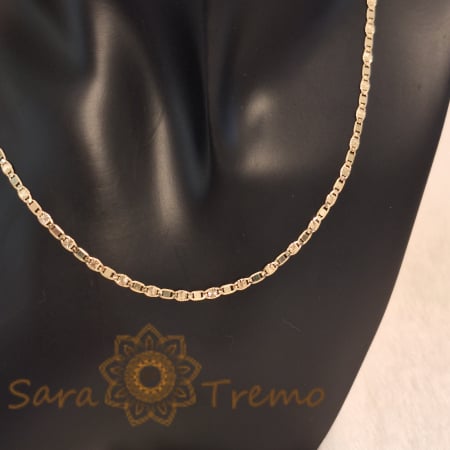 Lănțișor unisex placat cu aur, model sofisticat cu plăcuțe intercalate, 50/55 cm [3]