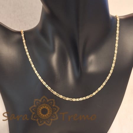 Lănțișor unisex placat cu aur, model sofisticat cu plăcuțe intercalate, 50/55 cm [2]