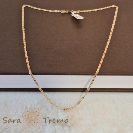 Lănțișor unisex placat cu aur, model sofisticat cu plăcuțe intercalate, 50/55 cm [7]
