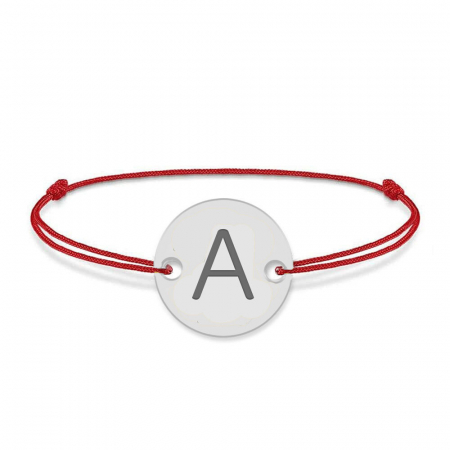 Bijuterii personalizate - Lara - Bratara snur personalizata cu banut argint 925 cu initiala