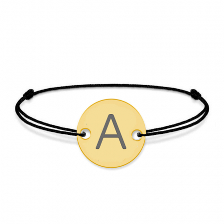 Lara - Bratara snur personalizata cu banut argint 925 placata cu aur galben 24K cu initiala [1]