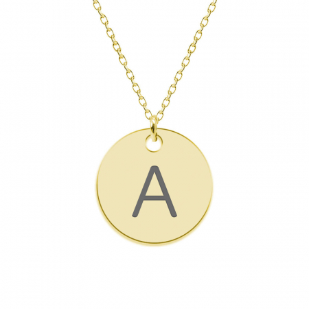 Bijuterii placate cu aur - Lara- Colier din argint 925 placat cu aur 24K personalizat cu initiala - banut