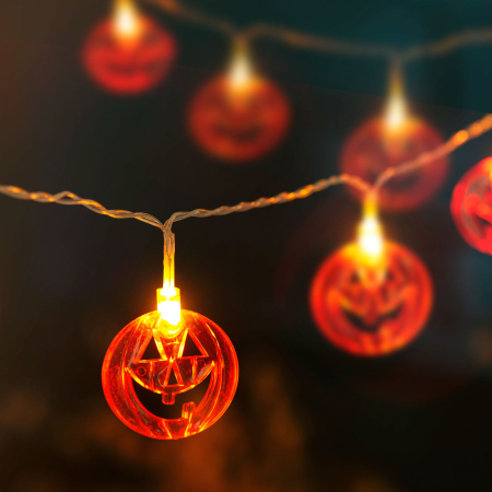 Pentru casa - LED-uri de Halloween - dovleac - 10 LED - 2 x AA - 1,35 m