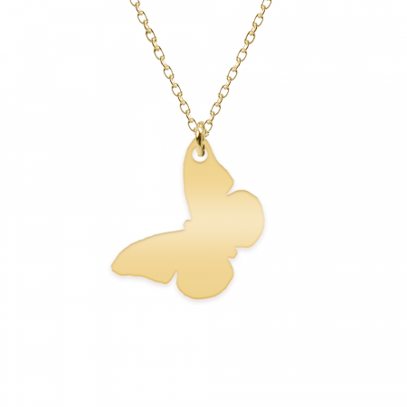 Bijuterii din argint placate cu aur 24K - Letak - Colier personalizat cu fluturas din argint 925 placat cu aur galben 24K