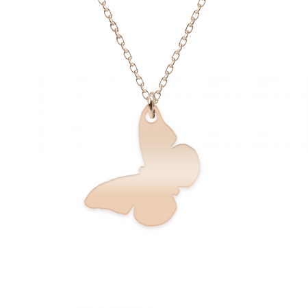 Bijuterii din argint placate cu aur 24K - Letak - Colier personalizat cu fluturas din argint 925 placat cu aur roz