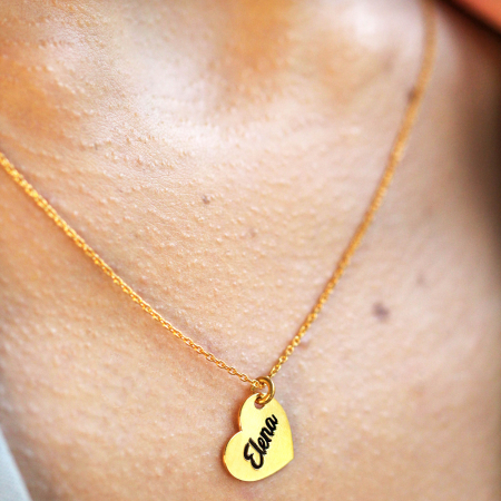 Life - Set coliere personalizate banut si inima cu nume din argint 925 placat cu aur galben 24K [3]