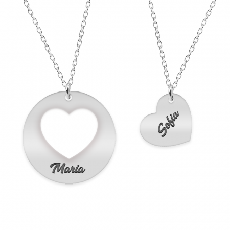 Seturi - Life - Set coliere personalizate banut si inima cu nume din argint 925
