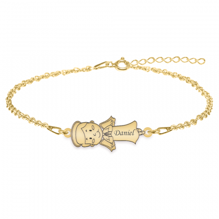 Idei de cadouri - Bratara cu ingeras si nume gravat - argint 925 placat cu aur 24K