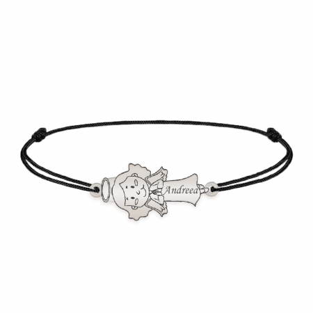 Little Angel - Bratara personalizata snur fetita ingeras din argint 925 [1]