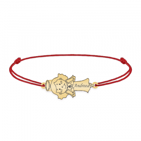 Little Angel - Bratara personalizata snur fetita ingeras din argint 925 placat cu aur galben 24K [2]