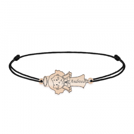 Little Angel - Bratara personalizata snur fetita ingeras din argint 925 placat cu aur roz [2]