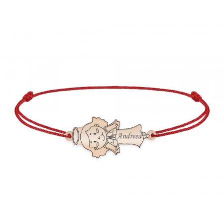 Little Angel - Bratara personalizata snur fetita ingeras din argint 925 placat cu aur roz [3]