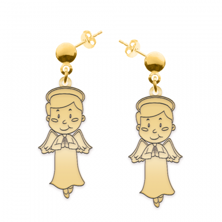 Little Angel - Cercei personalizati baietel ingeras cu tija din argint 925 placat cu aur galben 24K [1]