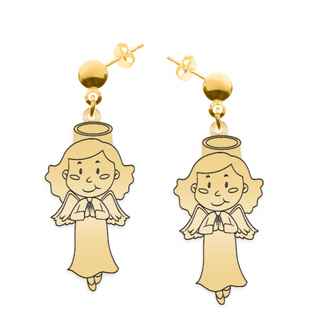 Little Angel - Cercei personalizati fetita ingeras cu tija din argint 925 placat cu aur galben 24K [1]
